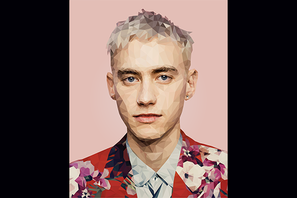 low-poly illustration of Olly Alexander