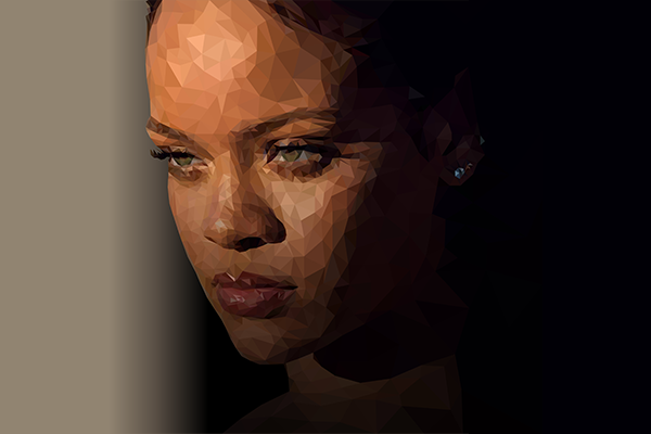 low-poly illustration of Rihanna